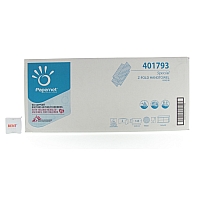 Papirnate brisače zloženke bele dvoslojne iz čiste celuloze z valovitim vzorcom iz desne strani V paketu sta 2 roli