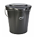 Prikaz črnega vedra s sprednje strani za 12L skupaj s pokrovom